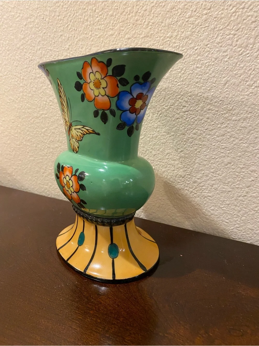Vintage Sakuraware Japan Hand Painted Butterfly Flower Vase